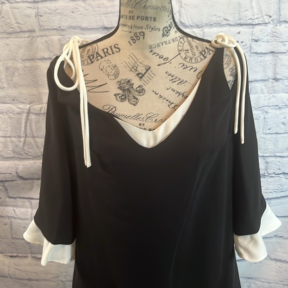Nanette Lepore Layered Cold Shoulder Dress NWT Tied Shoulders Ruffles Size 4 - Picture 2 of 11